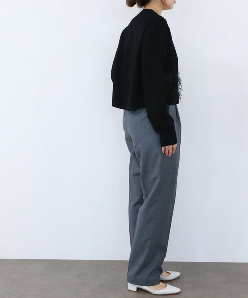 【SOI-MeME】sheer fringe cocoon cardigan